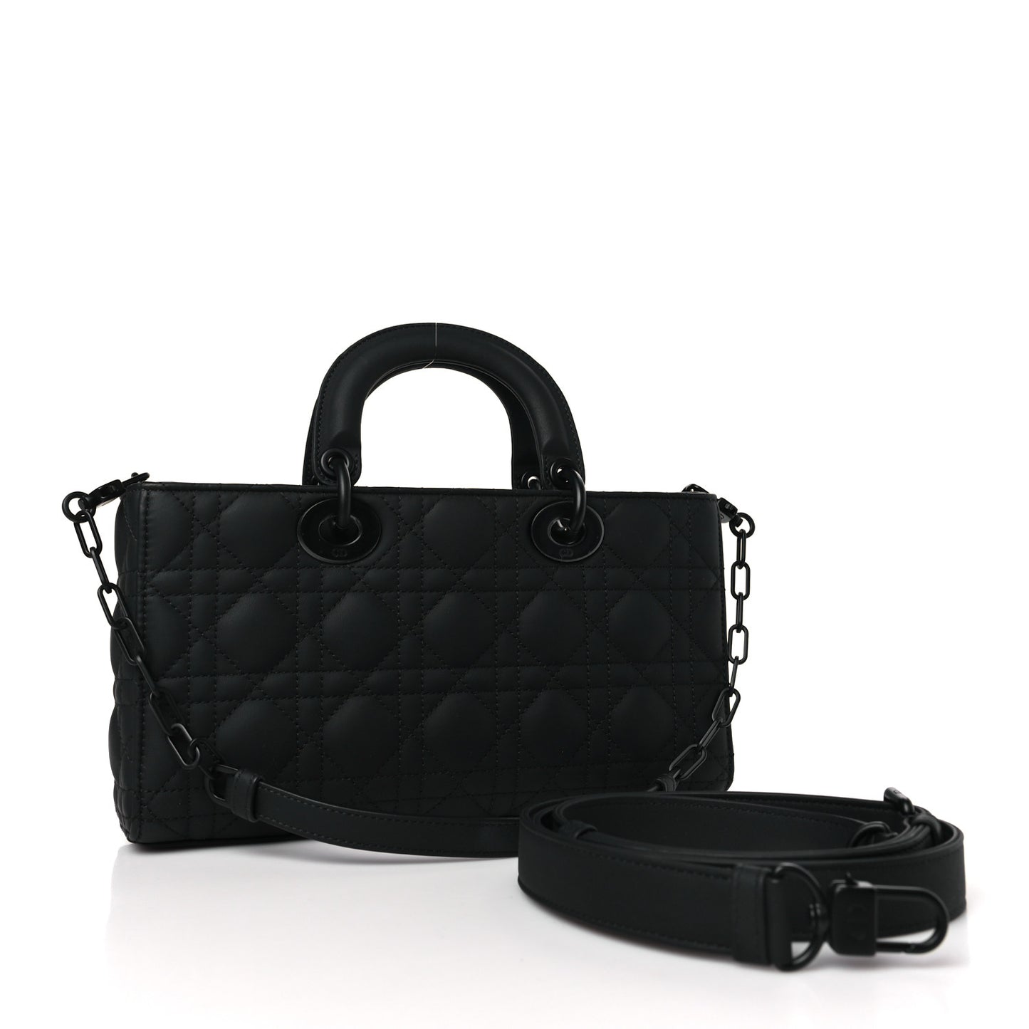 Ultra Matte Calfskin Cannage Medium Lady D-Joy Black