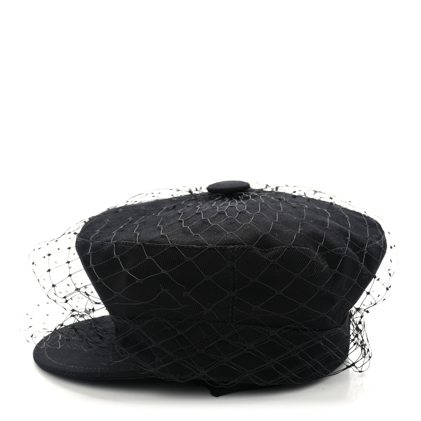 Cotton Canvas Arty Beret Cap with Veil 57 Black