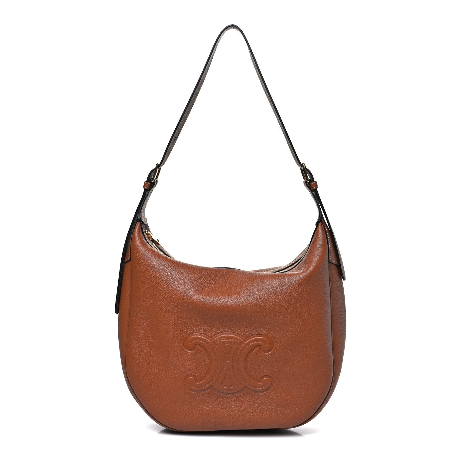 Celine Supple Calfskin Medium Triomphe Heloise Shoulder Bag Tan 1 of 11