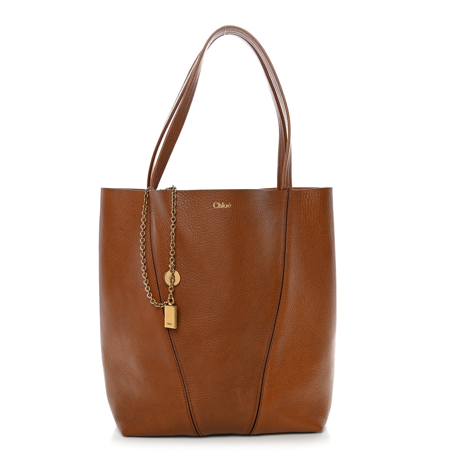 Chloe Grained Calfskin Medium Spin Tote Clay Brown 1 of 10