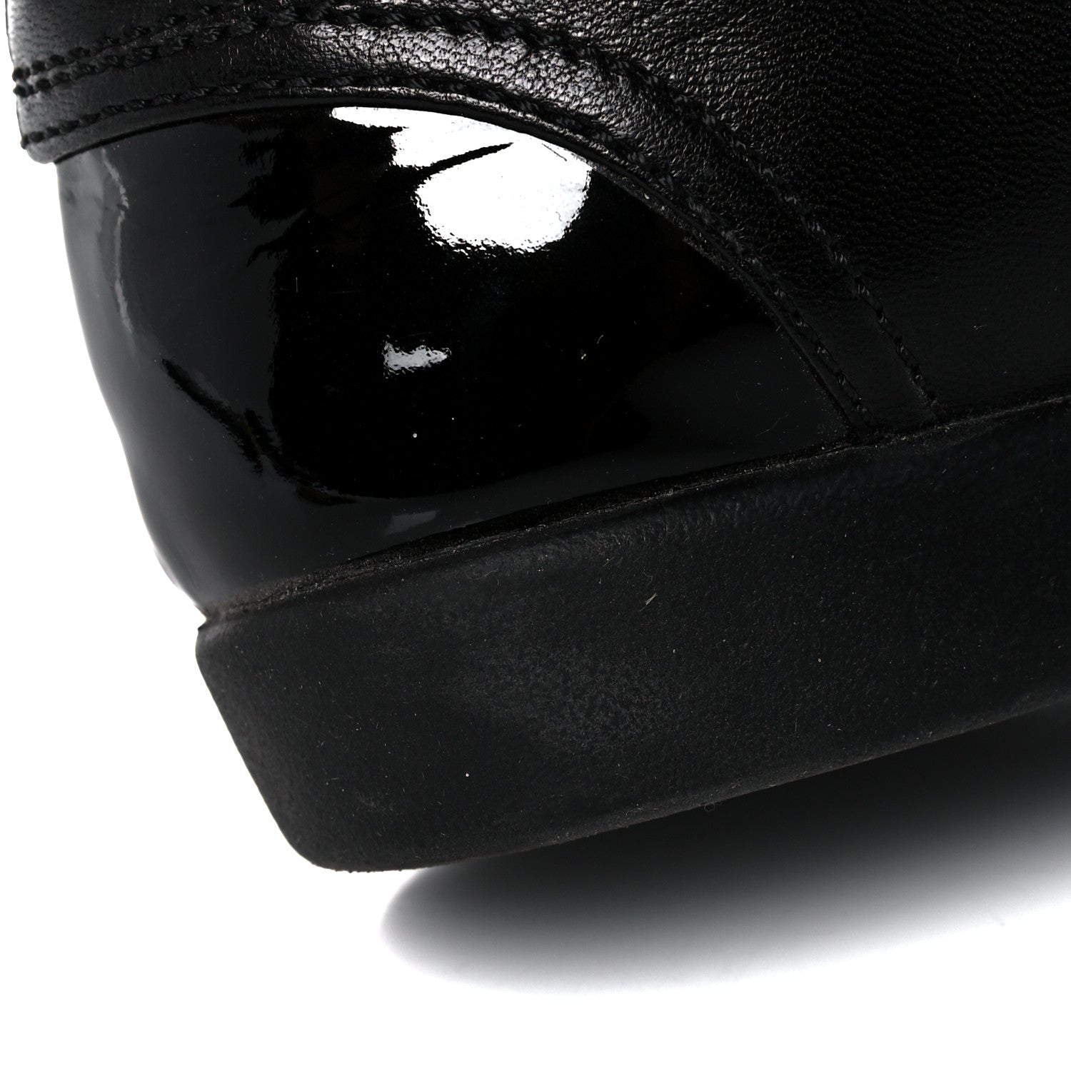 Chanel Lambskin Patent Cap Toe CC Sneakers 37.5 Black 10 of 15