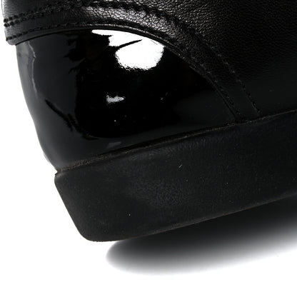 Chanel Lambskin Patent Cap Toe CC Sneakers 37.5 Black 10 of 15