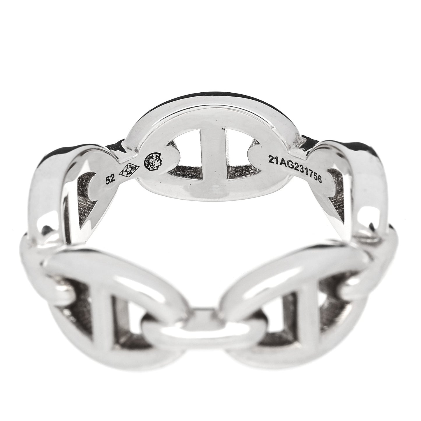 Sterling Silver PM Chaine d'Ancre Enchainee Band Ring 52 6