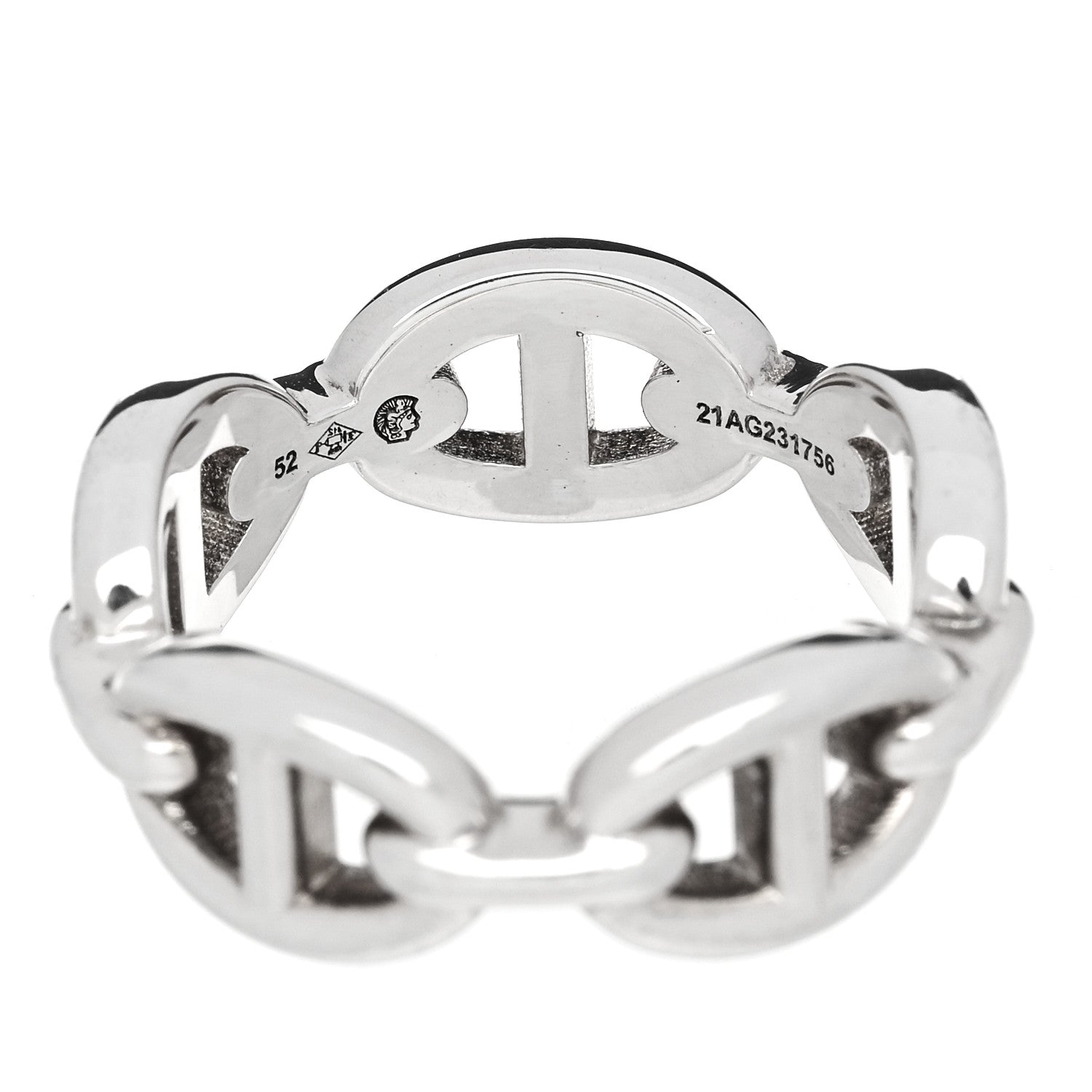 Hermes Sterling Silver PM Chaine d'Ancre Enchainee Band Ring 52 6 5 of 7