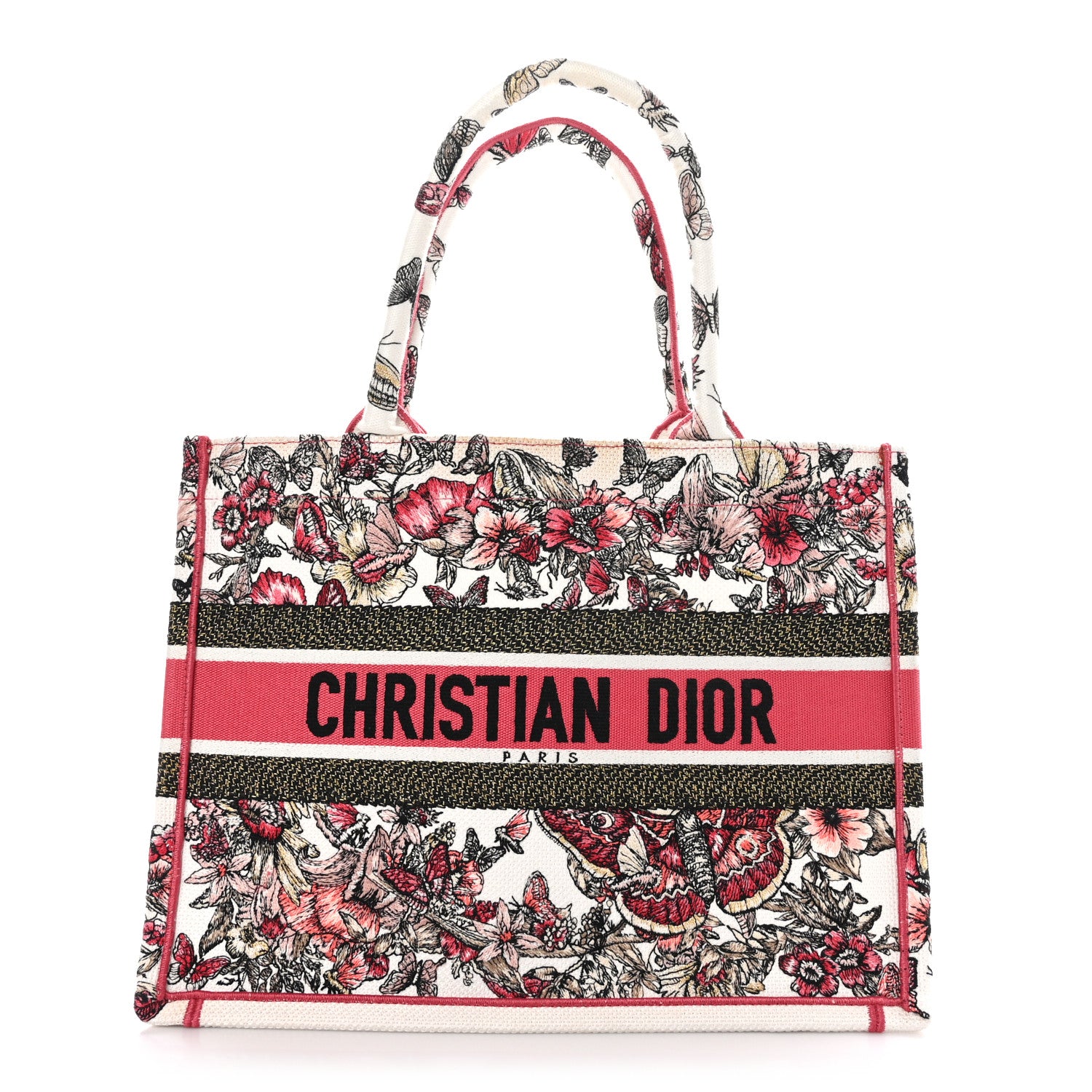Christian Dior Canvas Embroidered Medium Butterfly Print Book Tote Multicolor 1 of 10