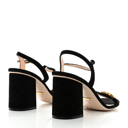 Gucci Kid Scamosciato GG Marmont Ankle Wrap 75mm Sandals 41 Black 5 of 9