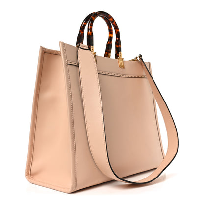 Fendi Vitello Cher Logo Debossed Medium Fendi Sunshine Shopper Tote Light Rose 3 of 9