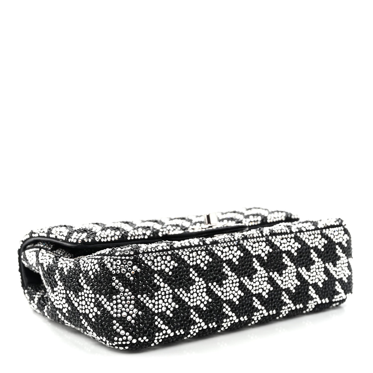 Chanel Satin Crystal Diamante Houndstooth Small Flap Black 4 of 11