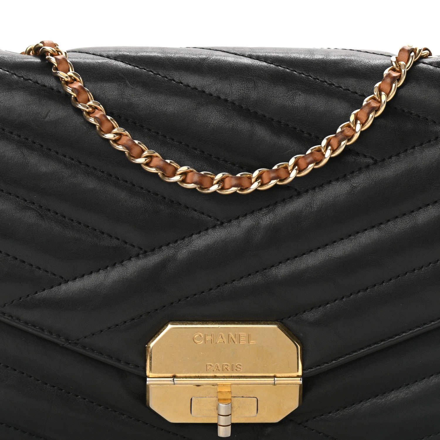 Chanel Calfskin Chevron Quilted Gabrielle Flap Black 8 of 10