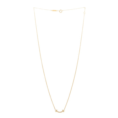 Tiffany 18K Yellow Gold Diamond Mini T Smile Pendant Necklace 3 of 5