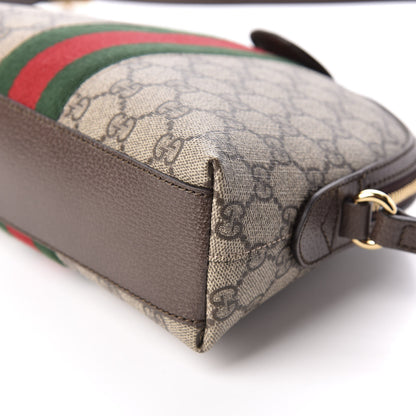 Gucci GG Supreme Monogram Textured Dollar Calfskin Web Small Ophidia Dome Shoulder Bag Beige Ebony New Acero 9 of 10