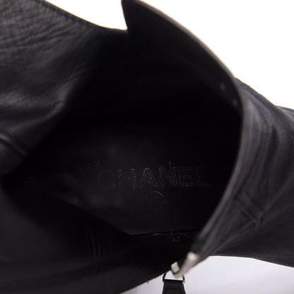 Chanel Goatskin Calfskin CC Short Boots 41 Black White 9 of 13