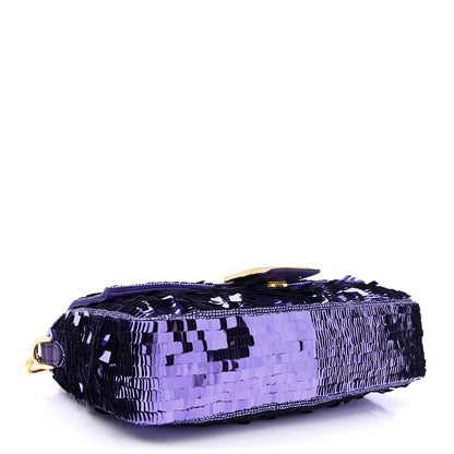 Fendi Sequin Paillettes Shiny Nappa Sex and the City Baguette Viola Purple Rain 4 of 10