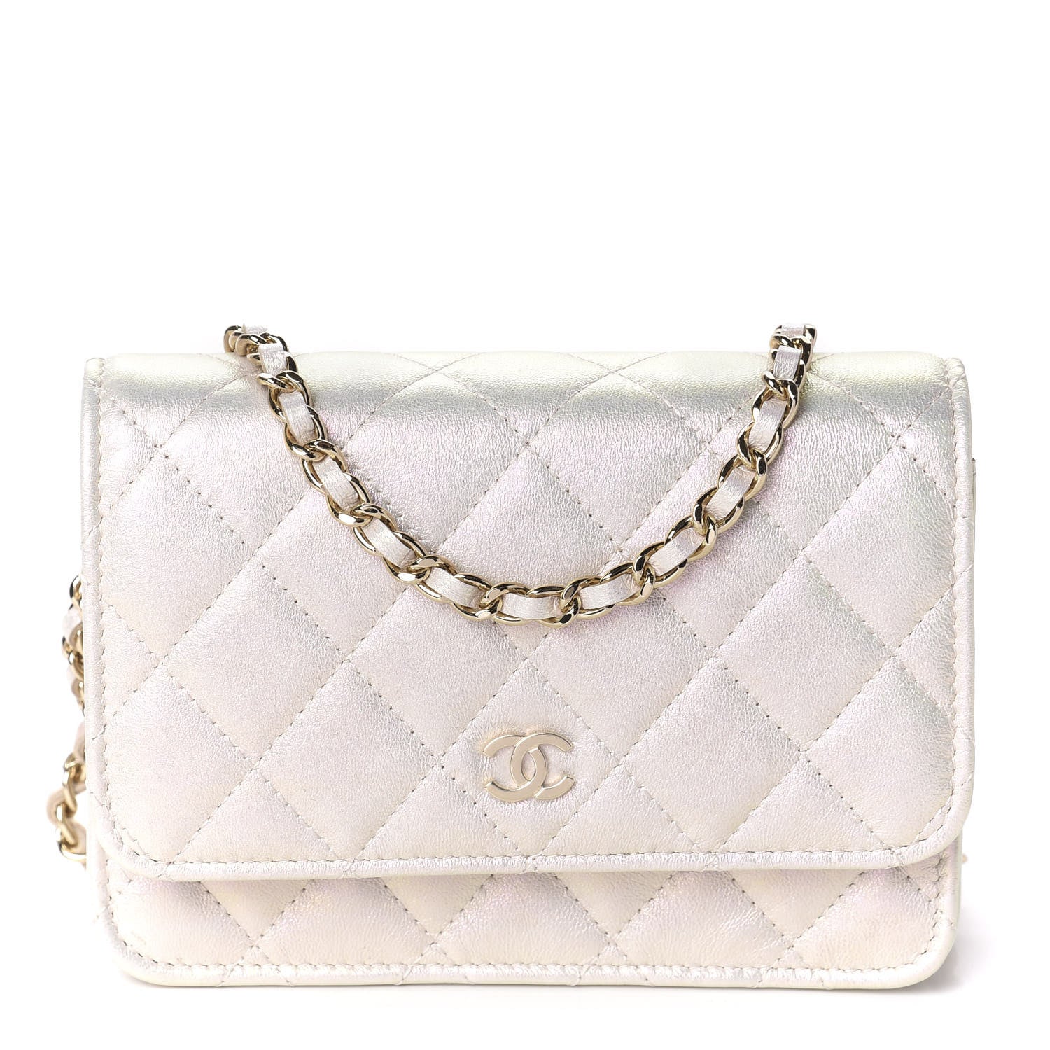 Chanel Iridescent Lambskin Quilted Mini Wallet On Chain WOC Ivory 1 of 11
