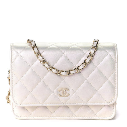 Chanel Iridescent Lambskin Quilted Mini Wallet On Chain WOC Ivory 1 of 11