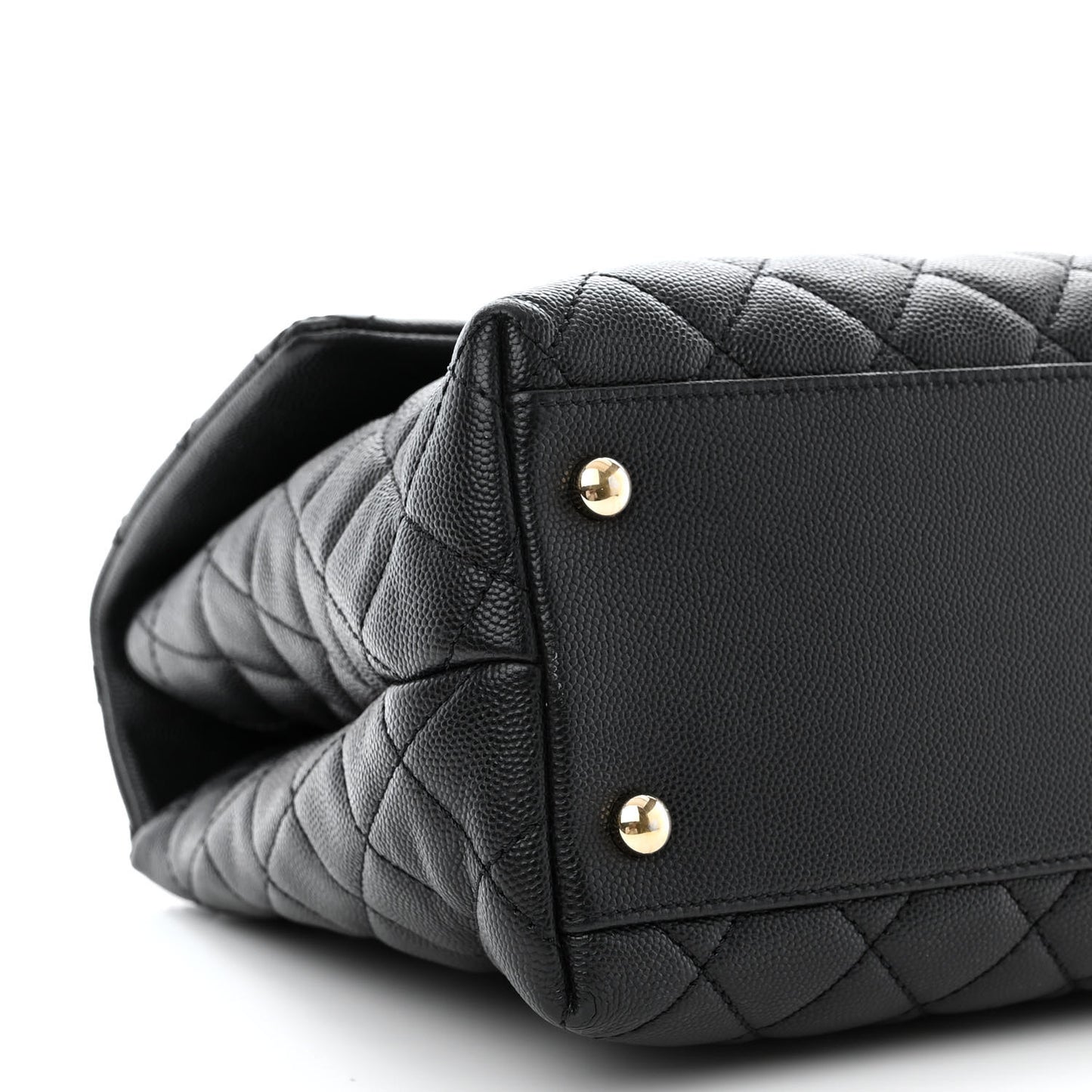 Caviar Quilted Medium Coco Handle Flap Black