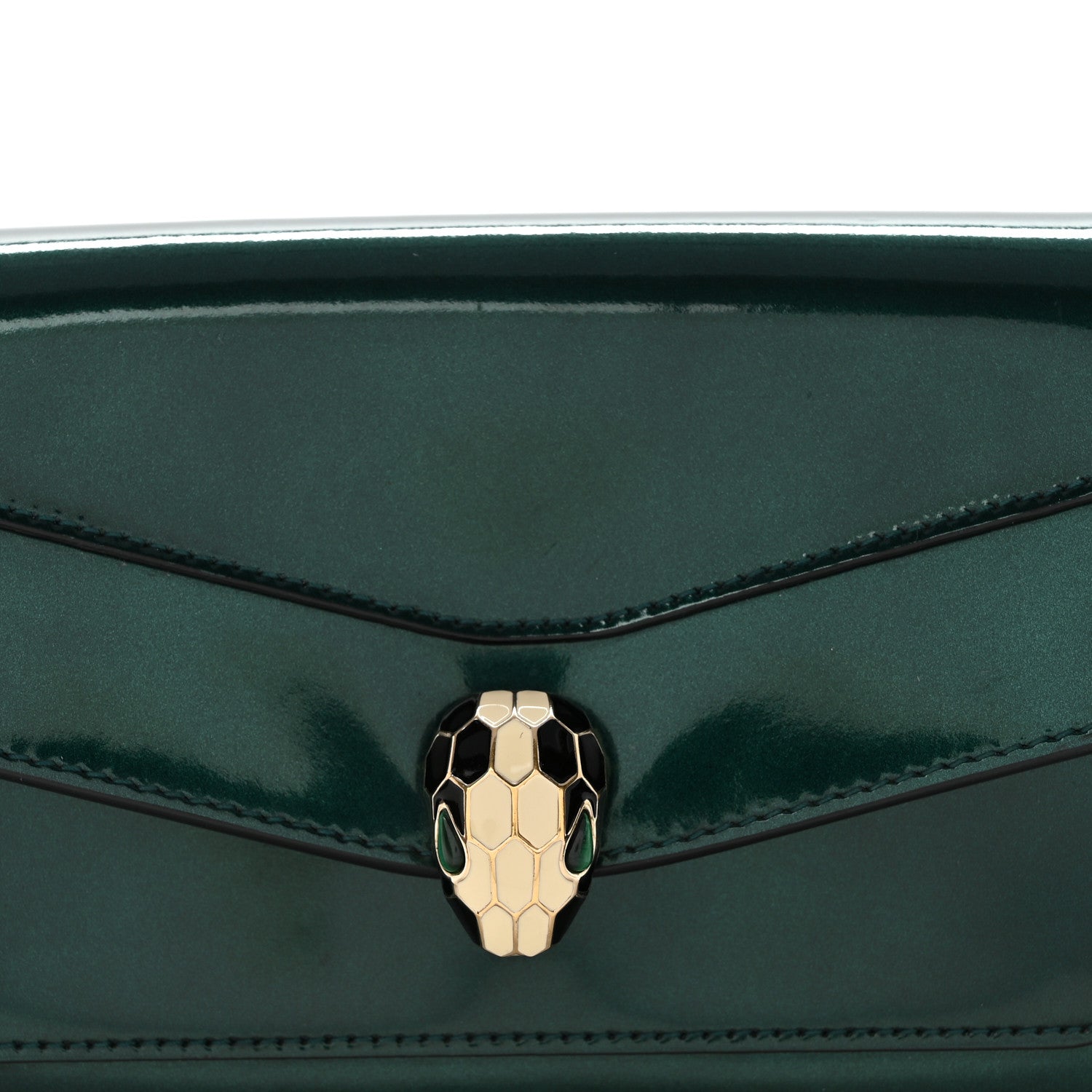 Bulgari Metallic Calfskin Serpenti Forever Wallet Emerald 8 of 9