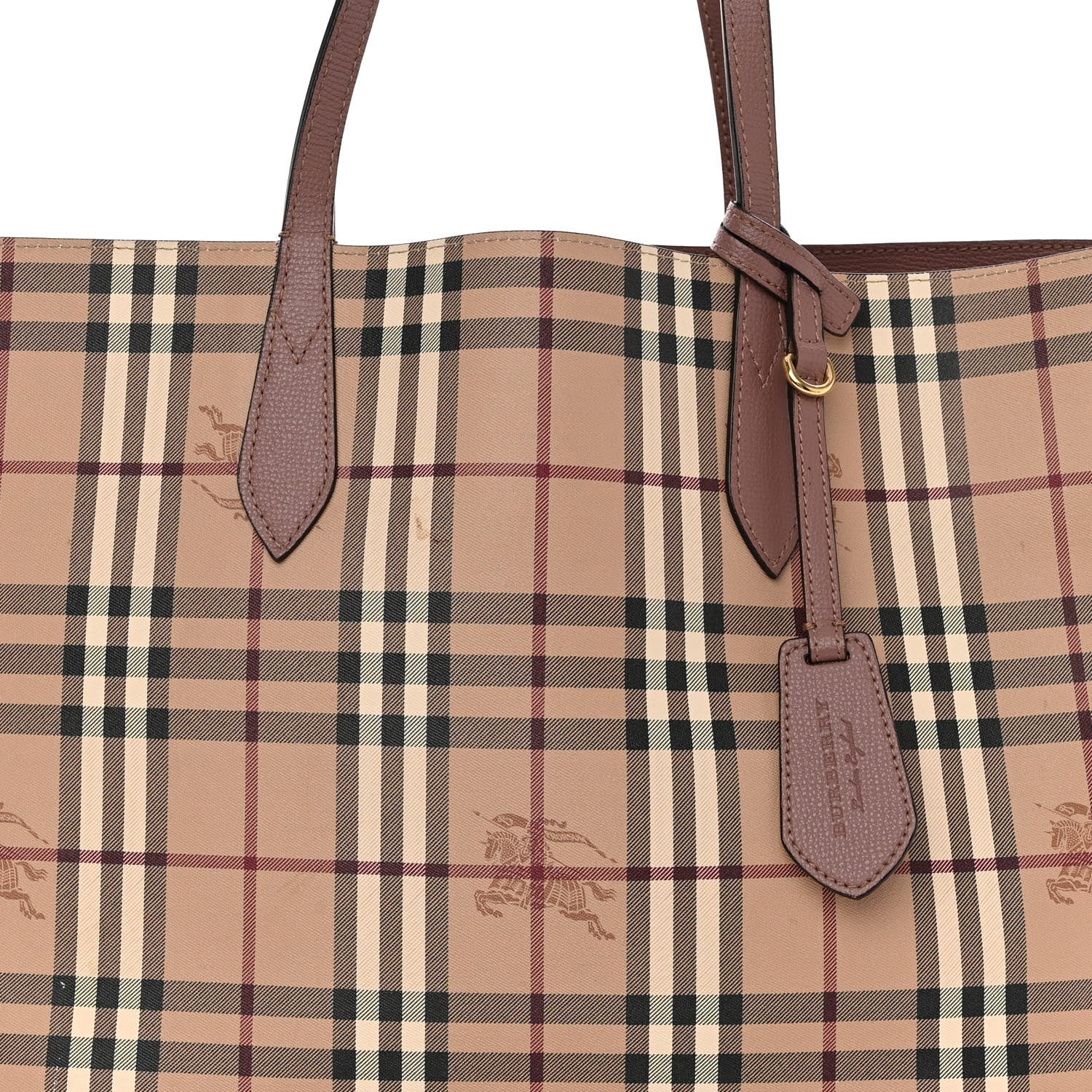 Burberry Grainy Calfskin Haymarket Check Medium Reversible Tote Dusty Pink 10 of 20
