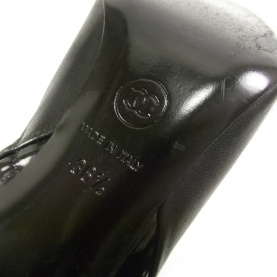 Chanel Patent Leather CC Boots 36.5 Black 6 of 9