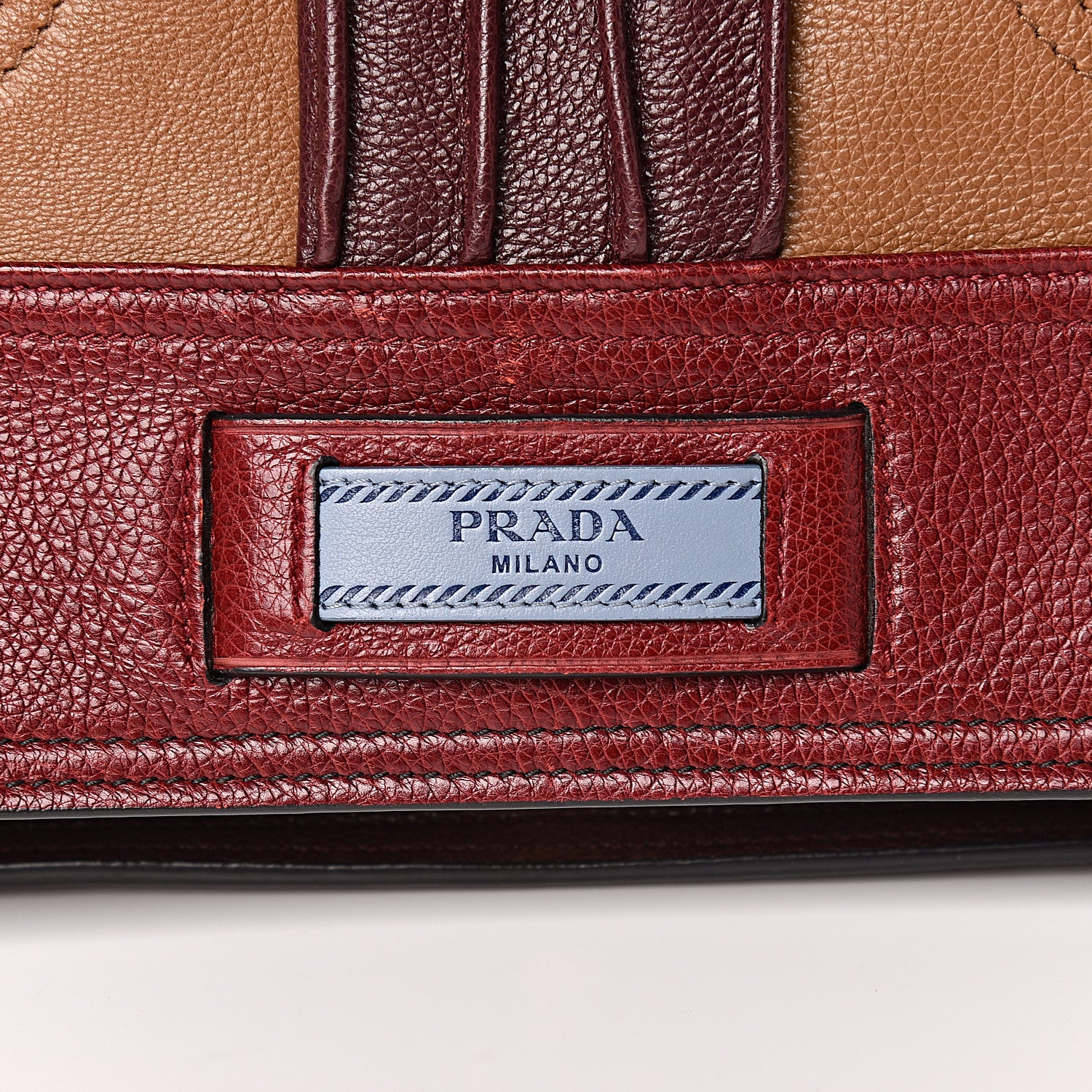 Prada Glace Calfskin Suede Patchwork Etiquette Shoulder Bag Rubino Loto 13 of 16