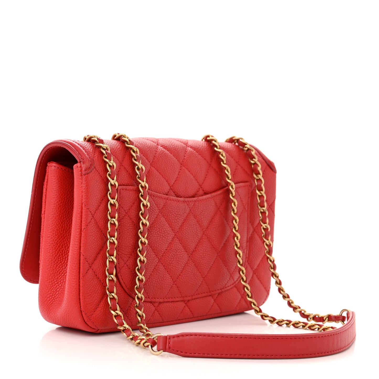 Caviar Quilted Small CC Filigree Flap Red