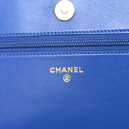 Chanel Caviar Quilted Boy Wallet On Chain WOC Blue 6 of 12