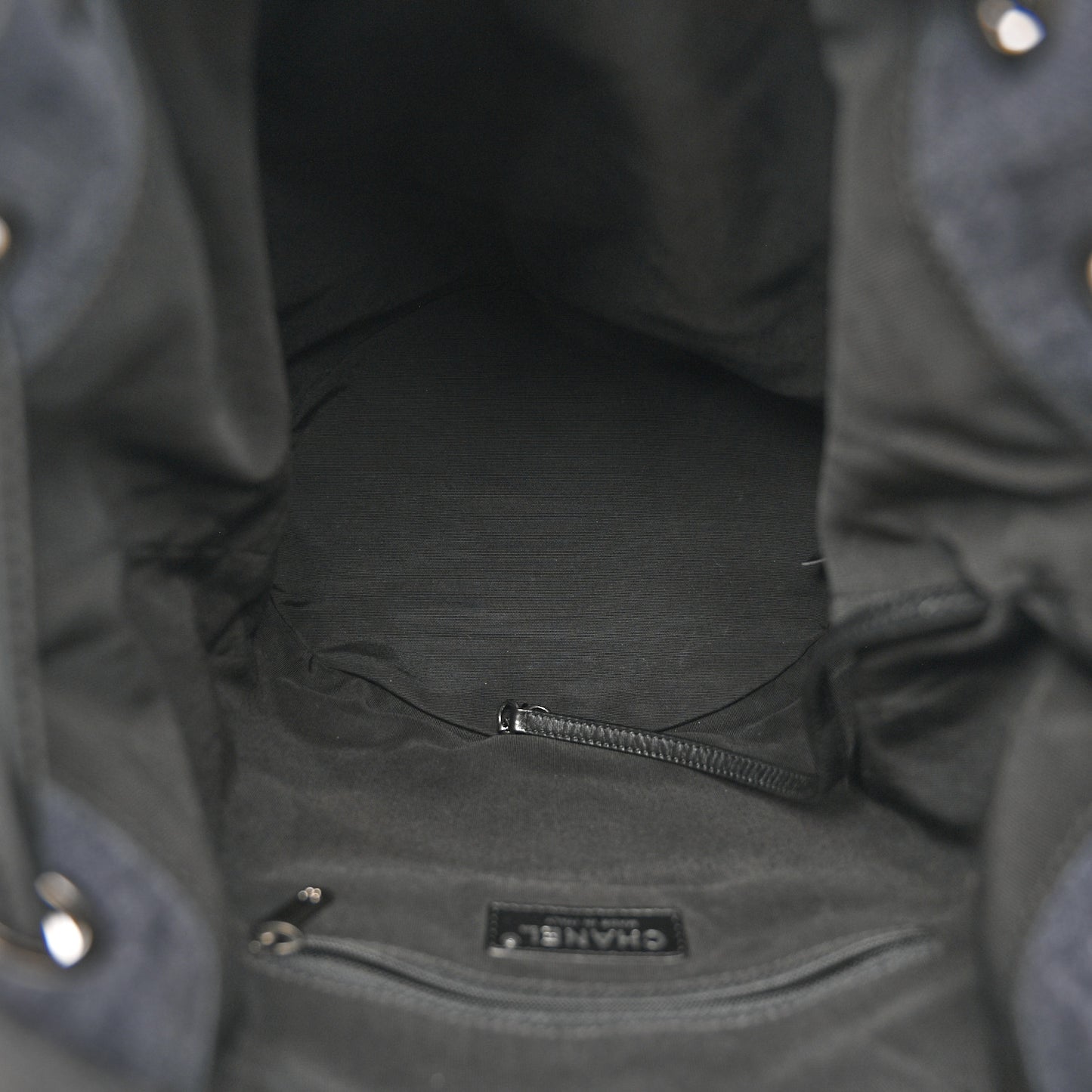 Denim Drawstring Backpack Blue