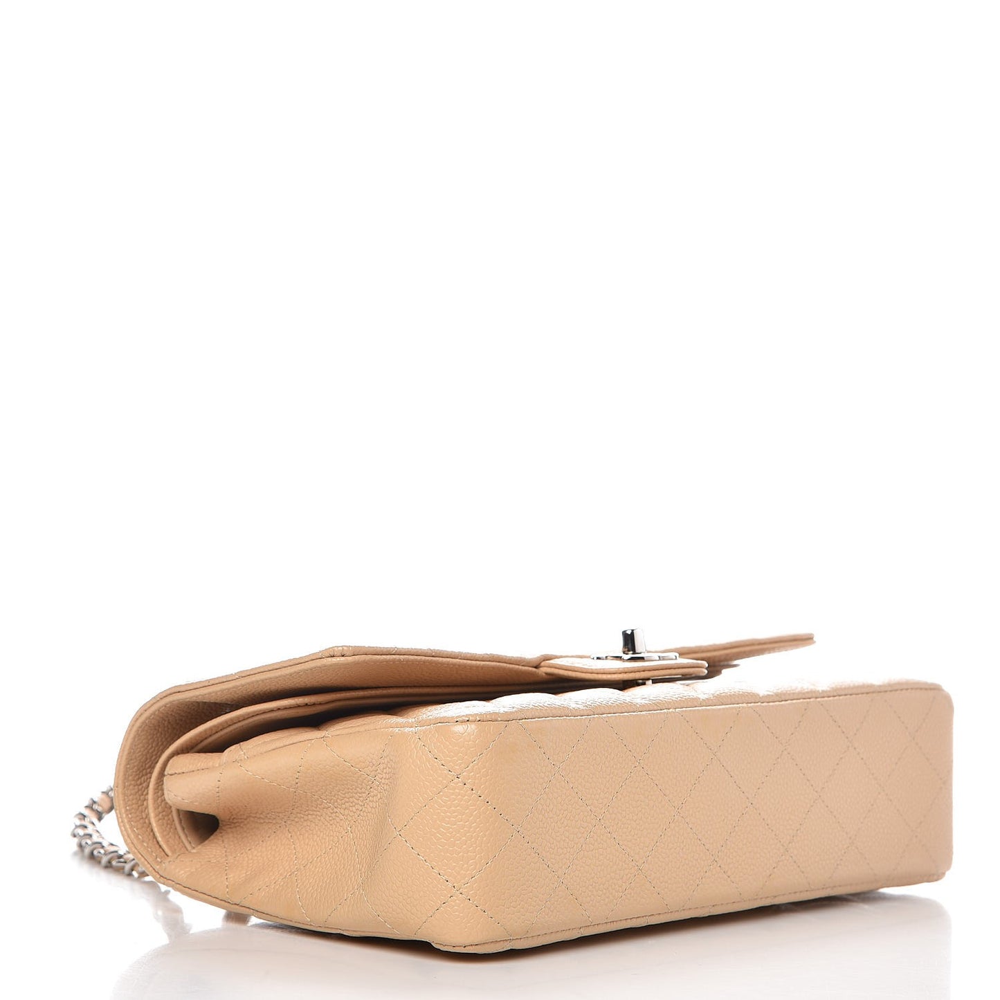 Caviar Quilted Medium Double Flap Beige Clair
