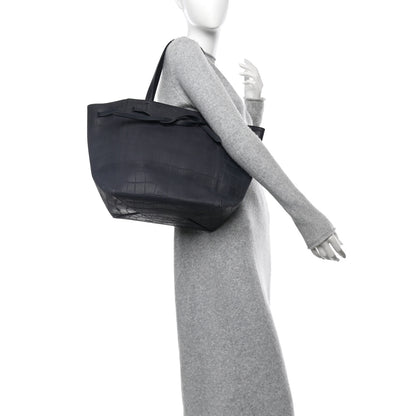 Celine Crocodile Embossed Calfskin Medium Belt Cabas Phantom Navy 2 of 11