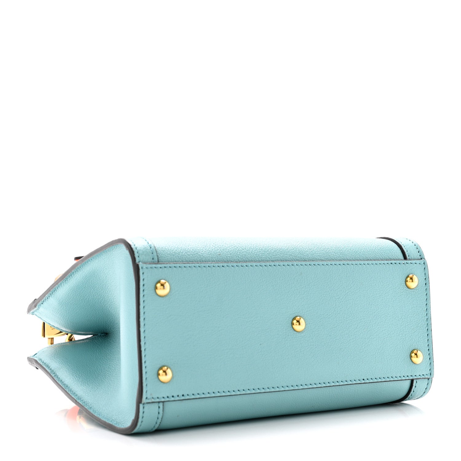 Gucci Wonka Grain Calfskin Mini Diana Tote Bag Dusty Azure Orange Fluo 4 of 10