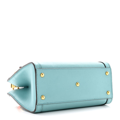 Gucci Wonka Grain Calfskin Mini Diana Tote Bag Dusty Azure Orange Fluo 4 of 10