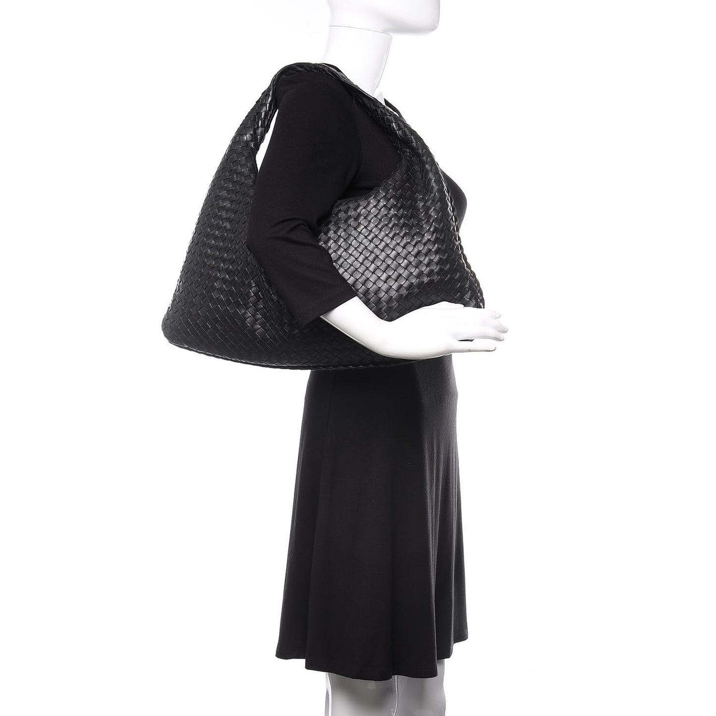 Nappa Intrecciato Large Veneta Hobo Black