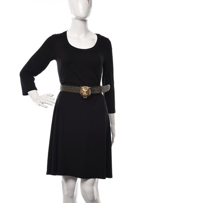Gucci Calfskin Studded Feline Belt 110 44 Black 2 of 6