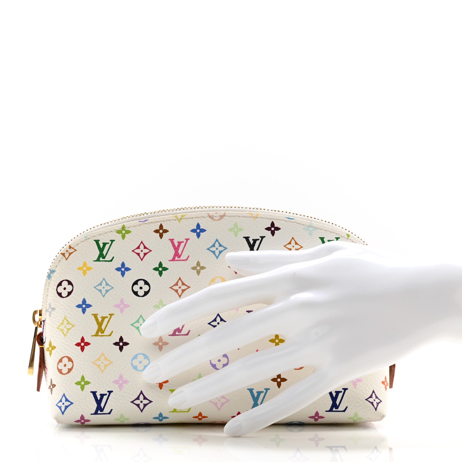 Louis Vuitton Monogram Multicolor Cosmetic Pouch White Litchi 2 of 7