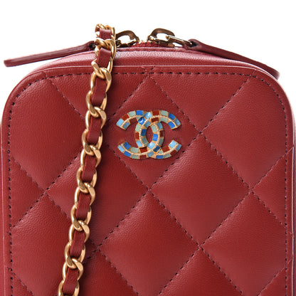 Chanel Lambskin Quilted Zip Phone Case Red 8 of 11