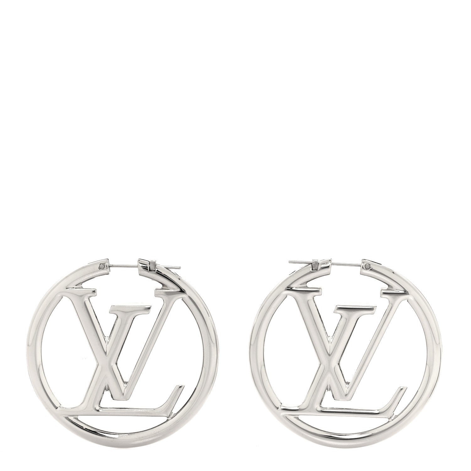 Louis Vuitton Palladium Louise Hoop Earrings Silver 1 of 4