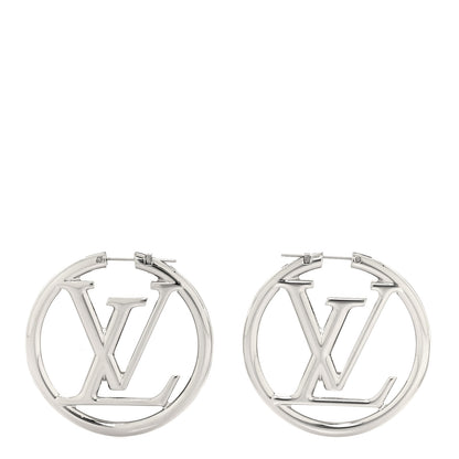 Louis Vuitton Palladium Louise Hoop Earrings Silver 1 of 4