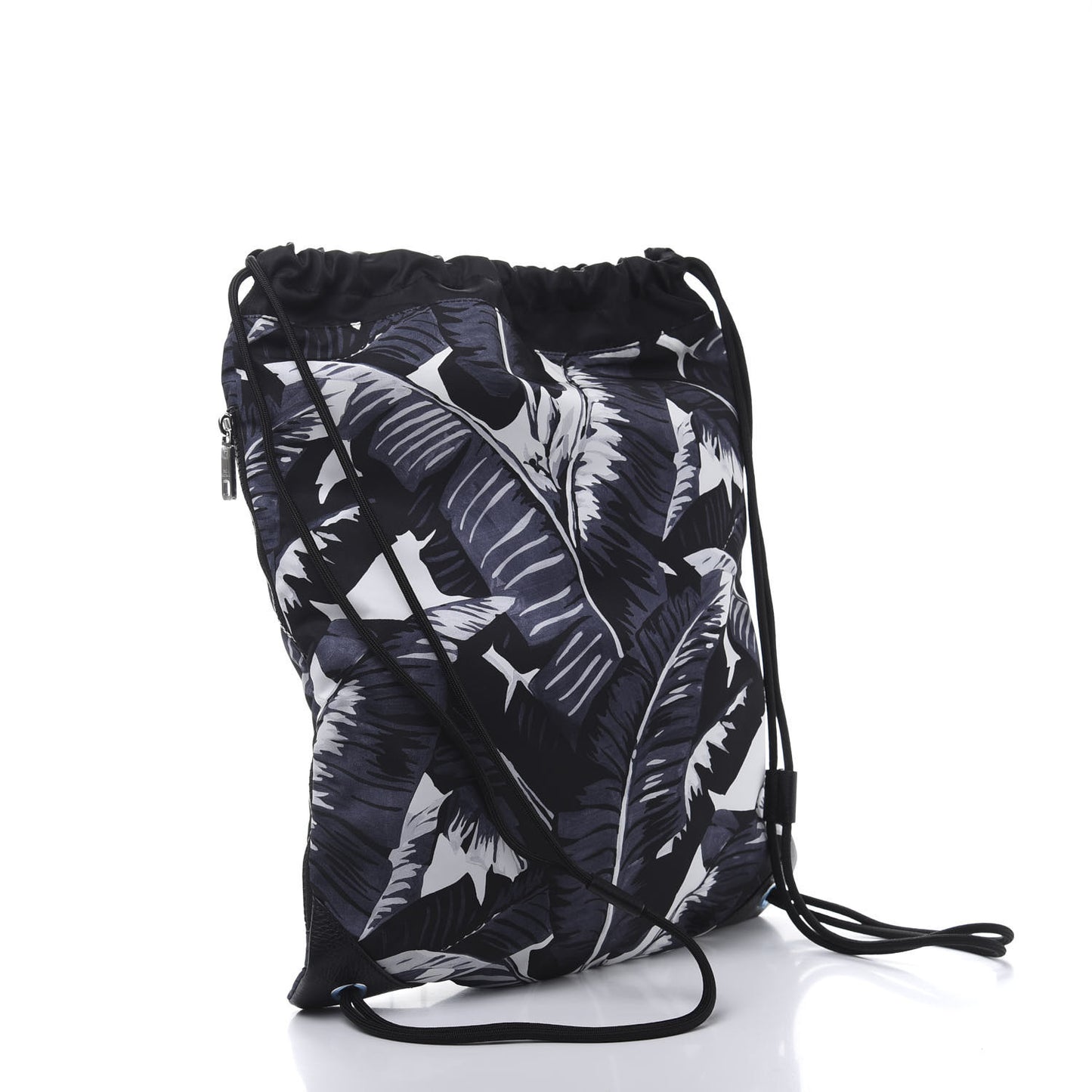 Nylon Printed Drawstring Backpack Black