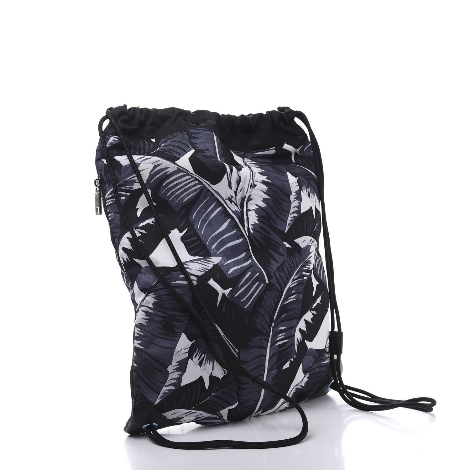 Dolce & Gabbana Nylon Printed Drawstring Backpack Black 2 of 9