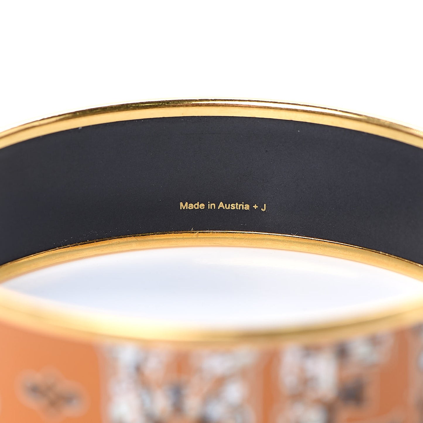 Enamel Printed Alphabet Russe Wide Bracelet 70 Potiron