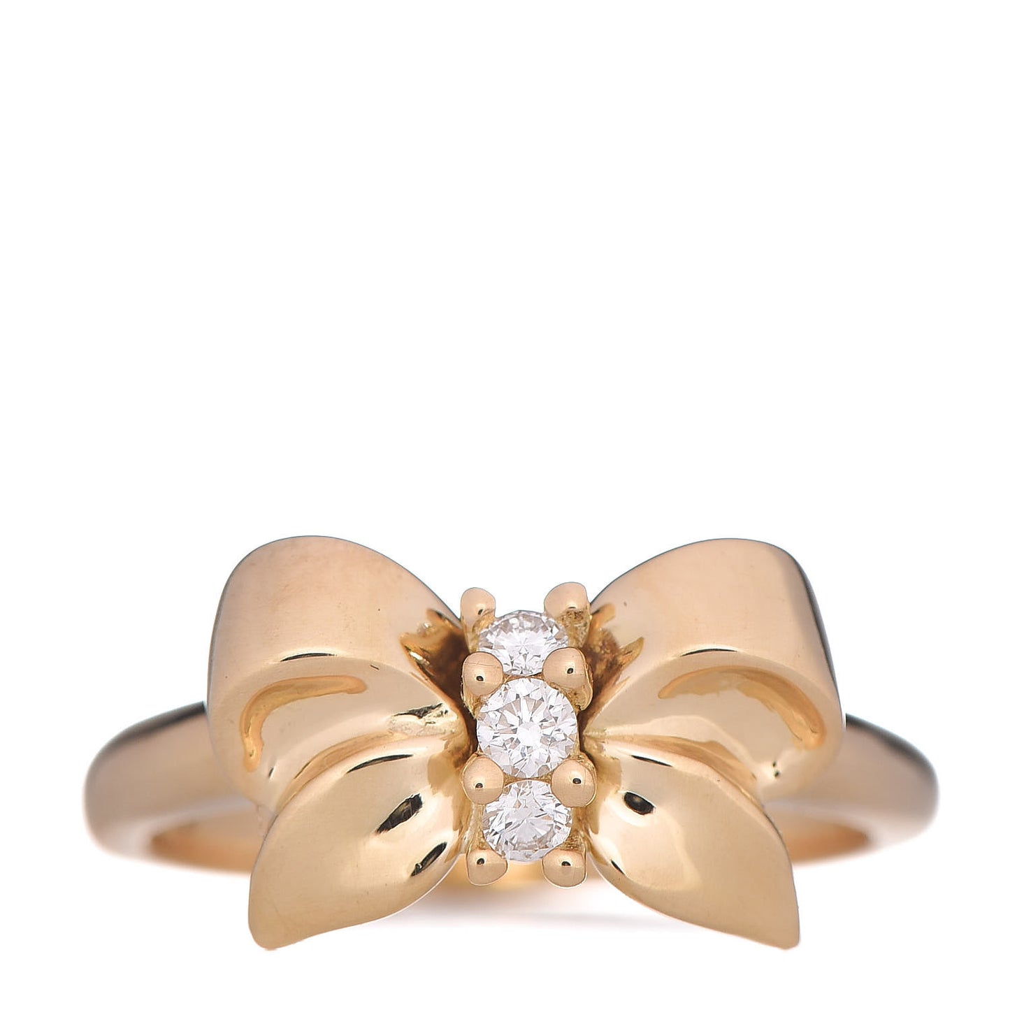 18K Yellow Gold Diamond Bow Ring 48 4.5