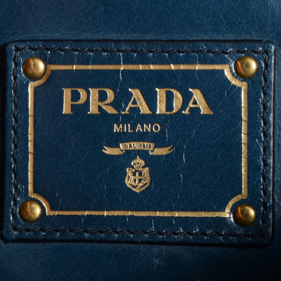 Prada Vitello Shine Tote Denim 9 of 11