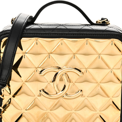 Chanel Lambskin Metal Quilted Golden Plate Vanity Case Black Golden Plate Vanity Case Black Gold 8 of 10