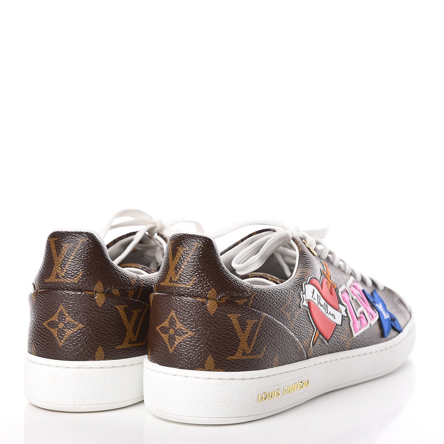 Louis Vuitton Calfskin Monogram LV Black Heart Sneakers 38.5 Cacao 4 of 9