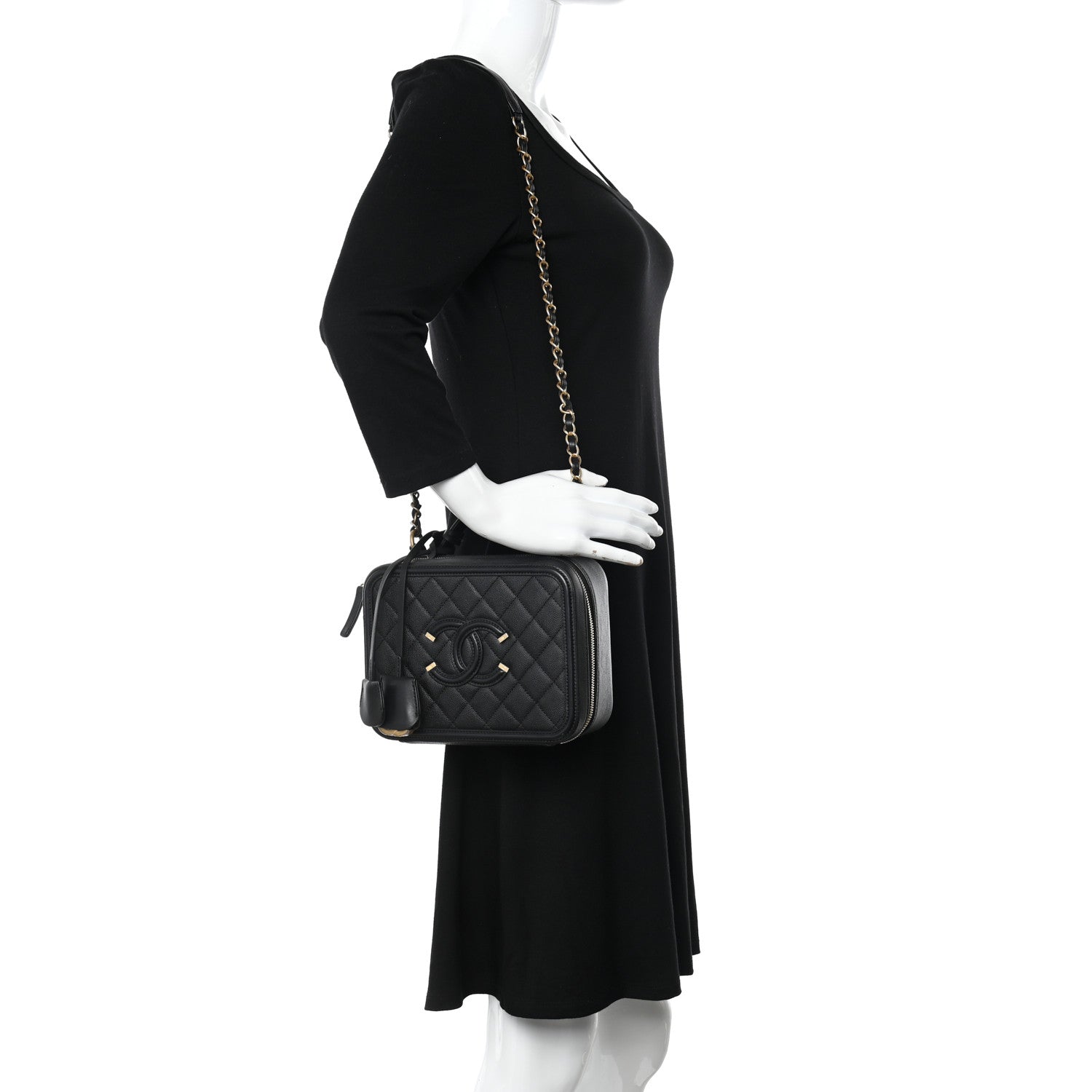 Chanel Caviar Quilted Medium CC Filigree Vanity Case Black 2 of 10