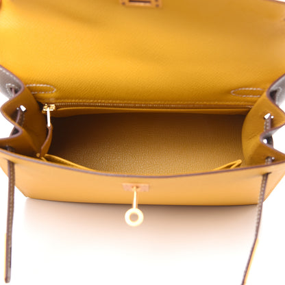 Hermes Epsom Horseshoe Kelly Sellier 25 Jaune Ambre Etoupe 7 of 34