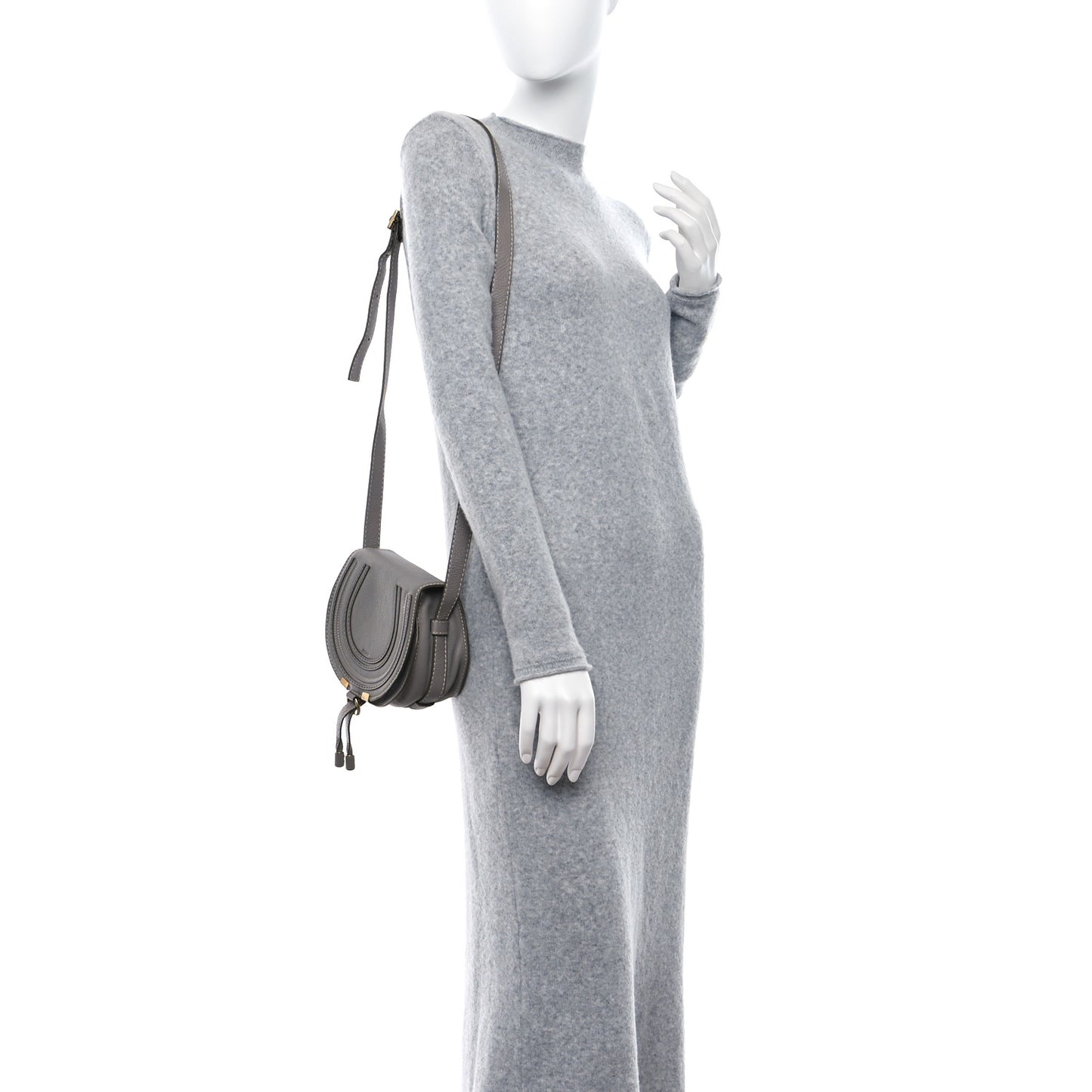 Calfskin Mini Marcie Round Crossbody Bag Cashmere Grey