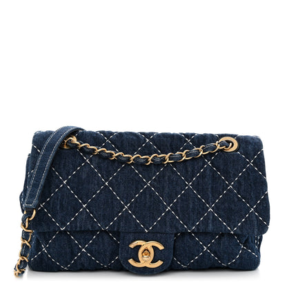 Chanel Denim Quilted Medium Denim Trip Single Flap Blue 1 of 9