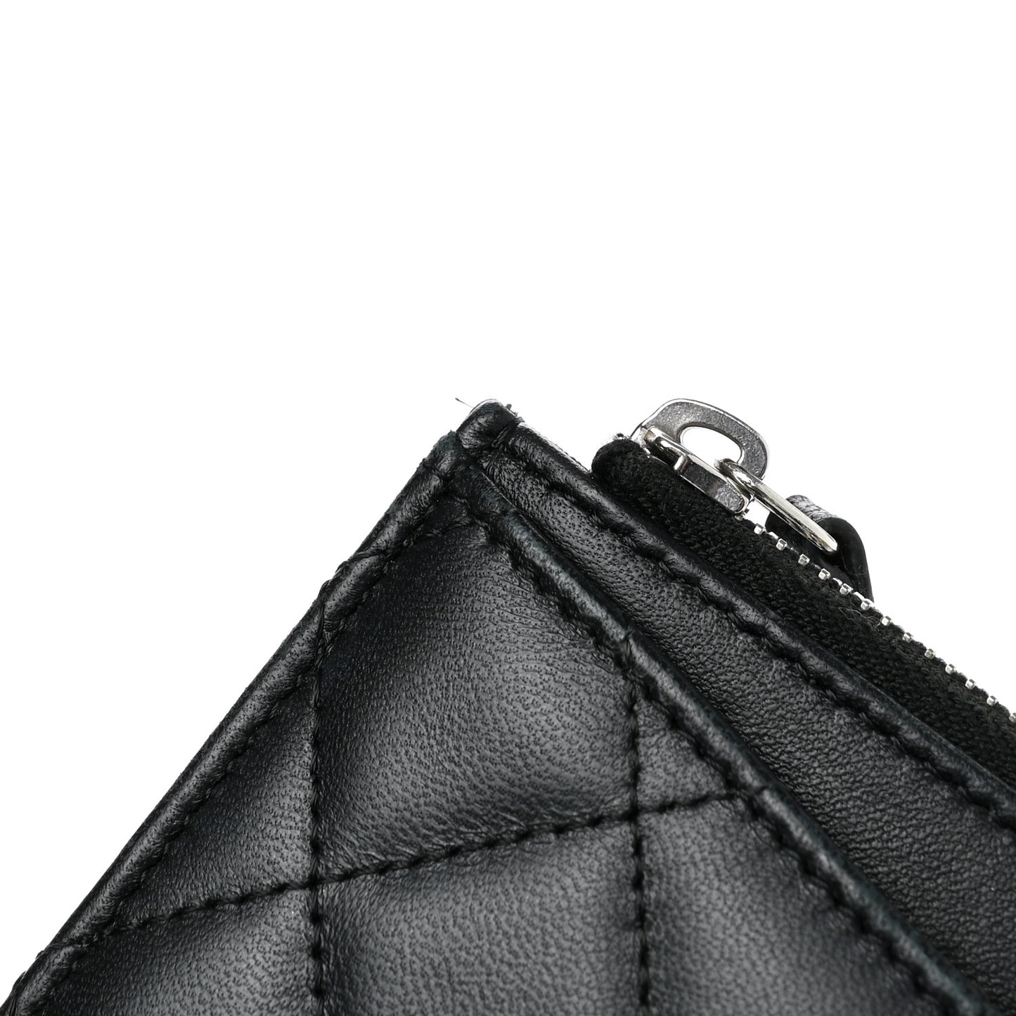 Lambskin Quilted Classic Zip Pouch Black