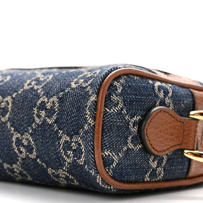Gucci New Denim GG Monogram Dollar Calfskin Mini Ophidia Shoulder Bag Blue Tea Cuir Epilog 10 of 10